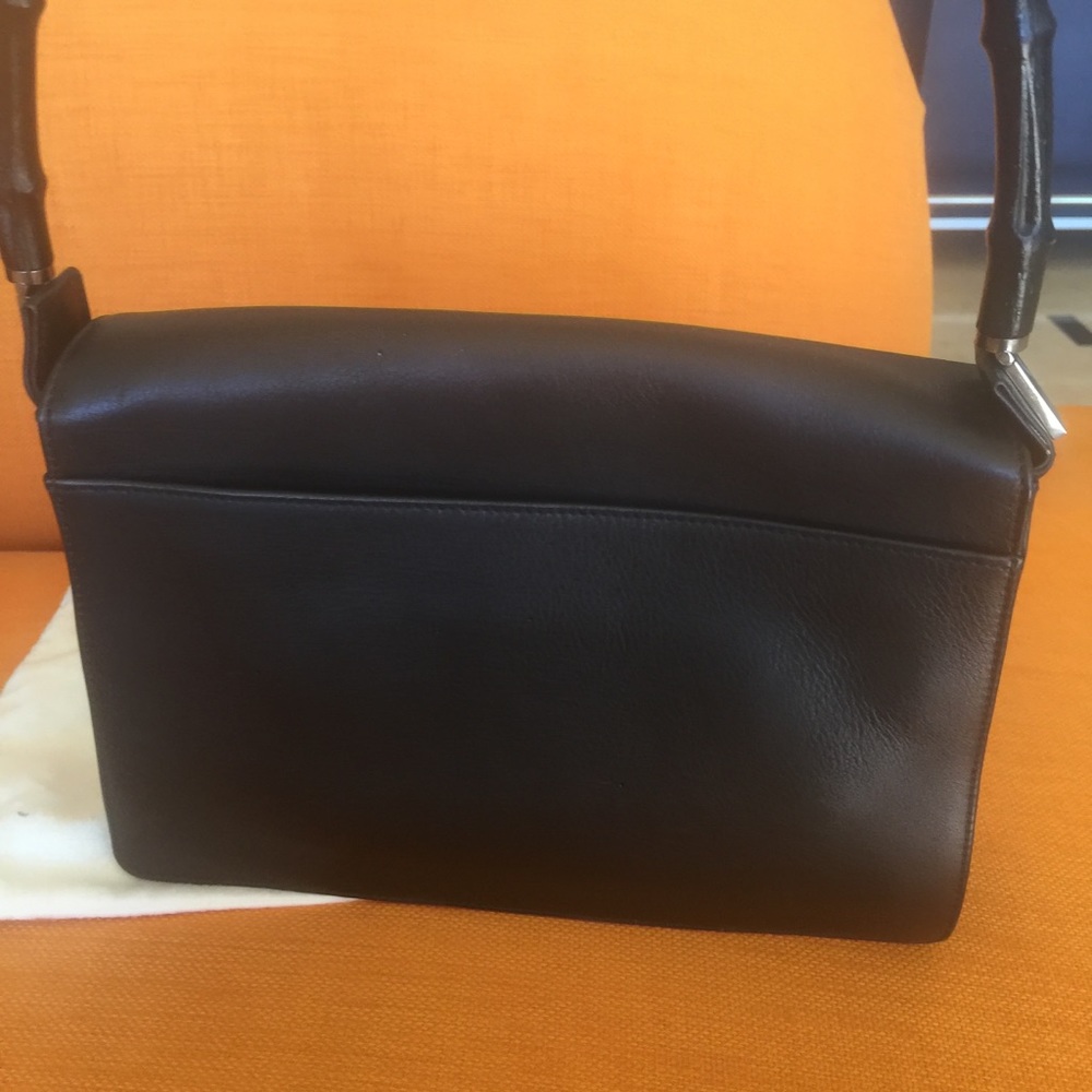 Vintage 90s GUCCI BY TOM FORD  BLACK Bamboo handle BAG💝HP - Picture 3 of 16